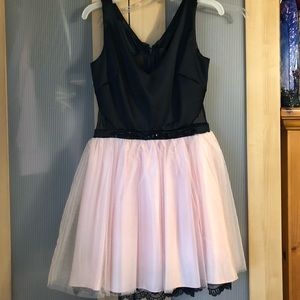 Pink tulle dress with mesh cutout